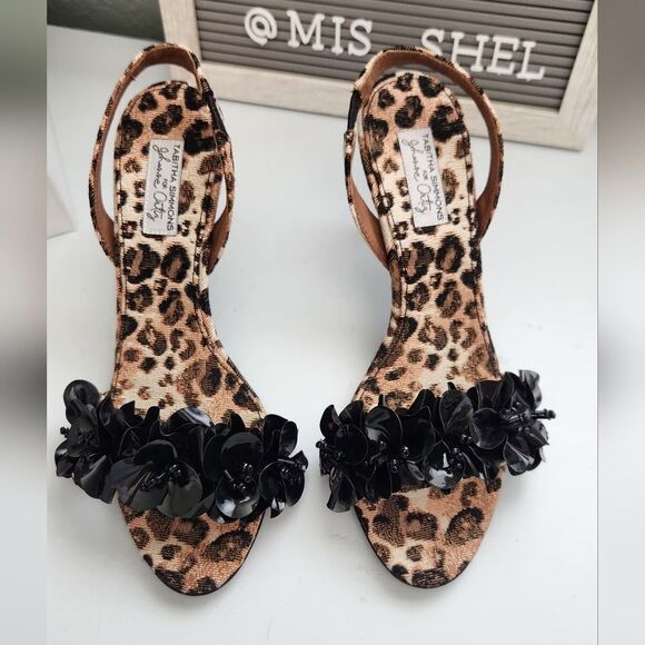 💐Tabitha Simmons Canvas Slingback Leopard Print twill Shoes Sz 36/6 - Picture 2 of 8